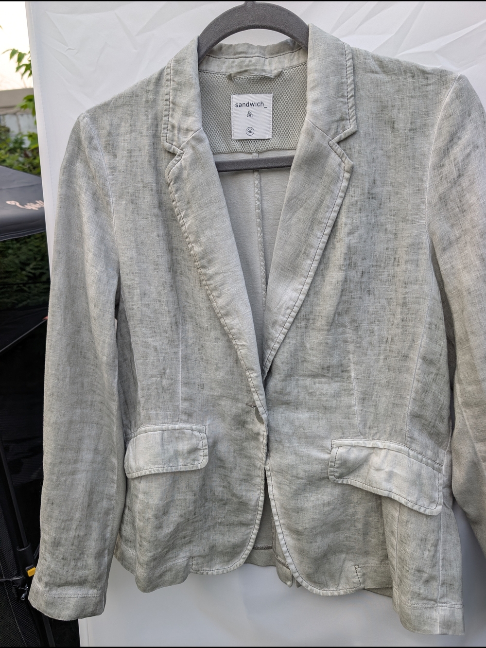 Sandwich Linen Blazer Light Grey Size 36 US 4 Coastal Grandmother Minimalist